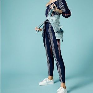 NWOT Striped Sash Waist Ankle Pant